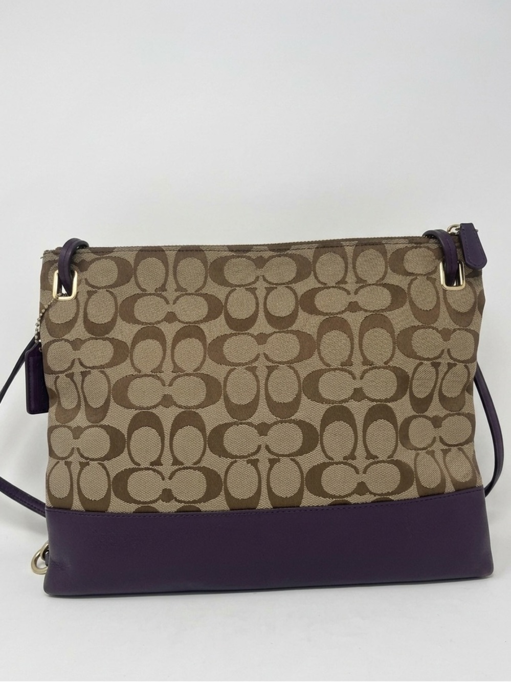 Coach Madison Slim File Bag — Signature Canvas & Purple Leather - Picture 3 of 8